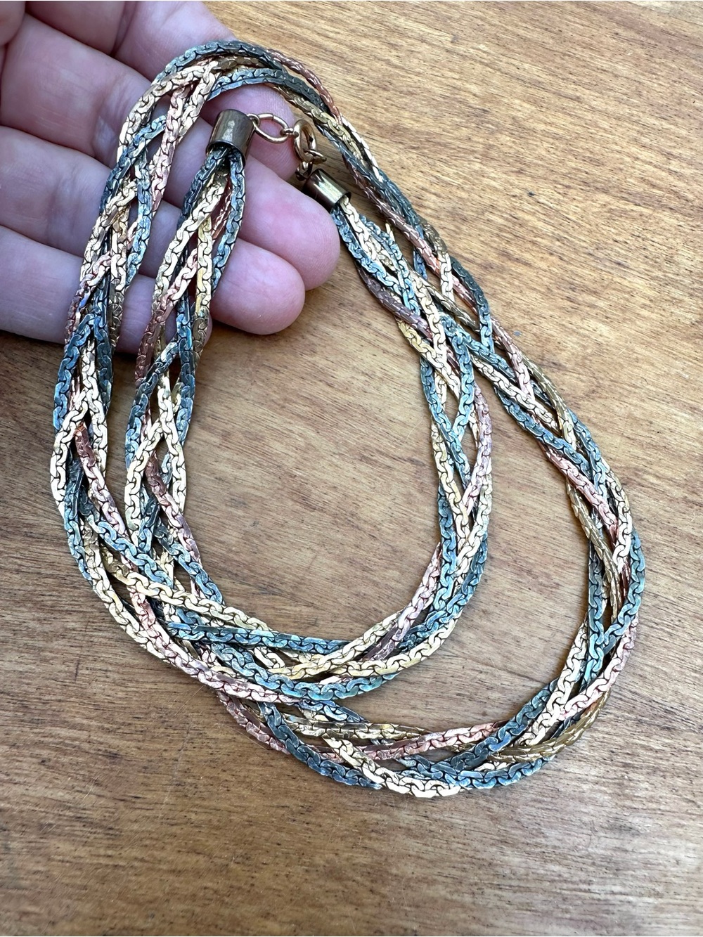 Vintage TriColor Braided Necklace